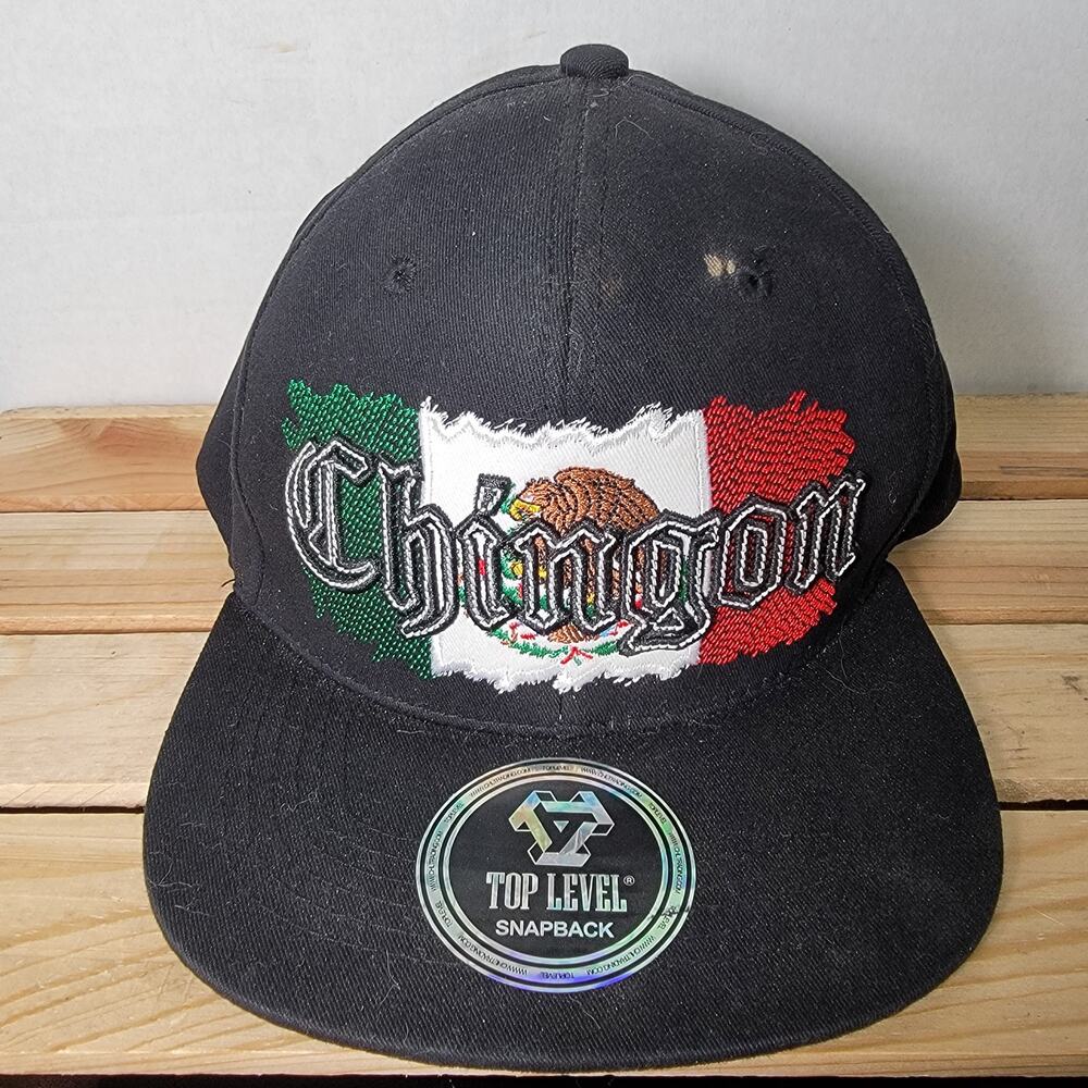 Top Level Black Snapback Hat "Chingon"